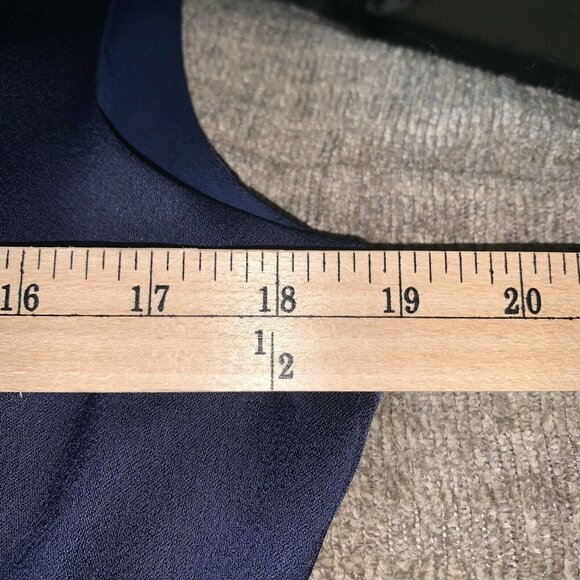 ASOS Navy Blue Deep V-Neck Front Draped Sleevless Open Back A-Line Dress Size 10 - Picture 10 of 11